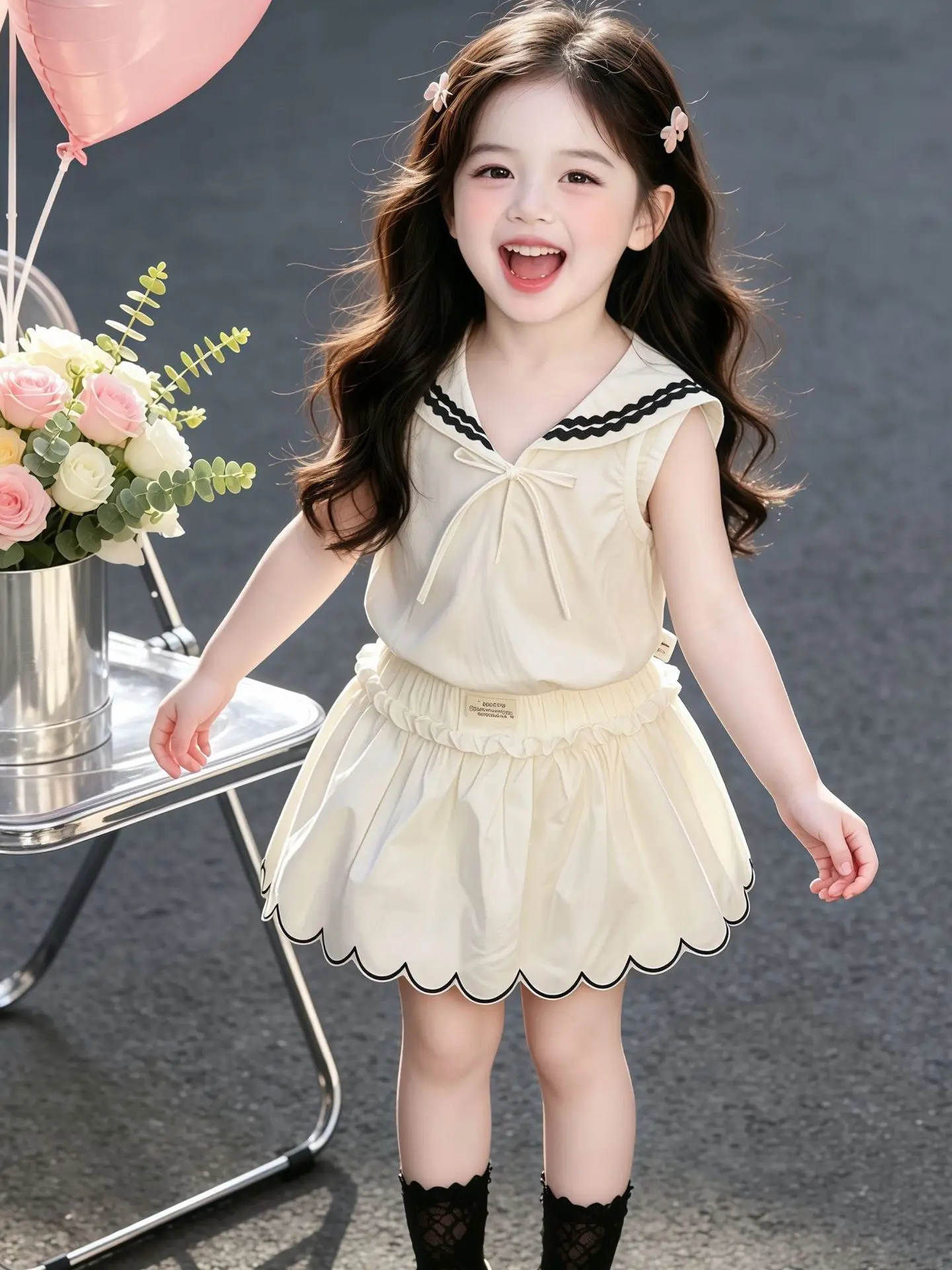 cute-girl's-korean-style-sweet-collar-bow-tie-sleeveless-top-and-skirt-set-summer-new-arrival-lace-trim-short-skirt-two-piece