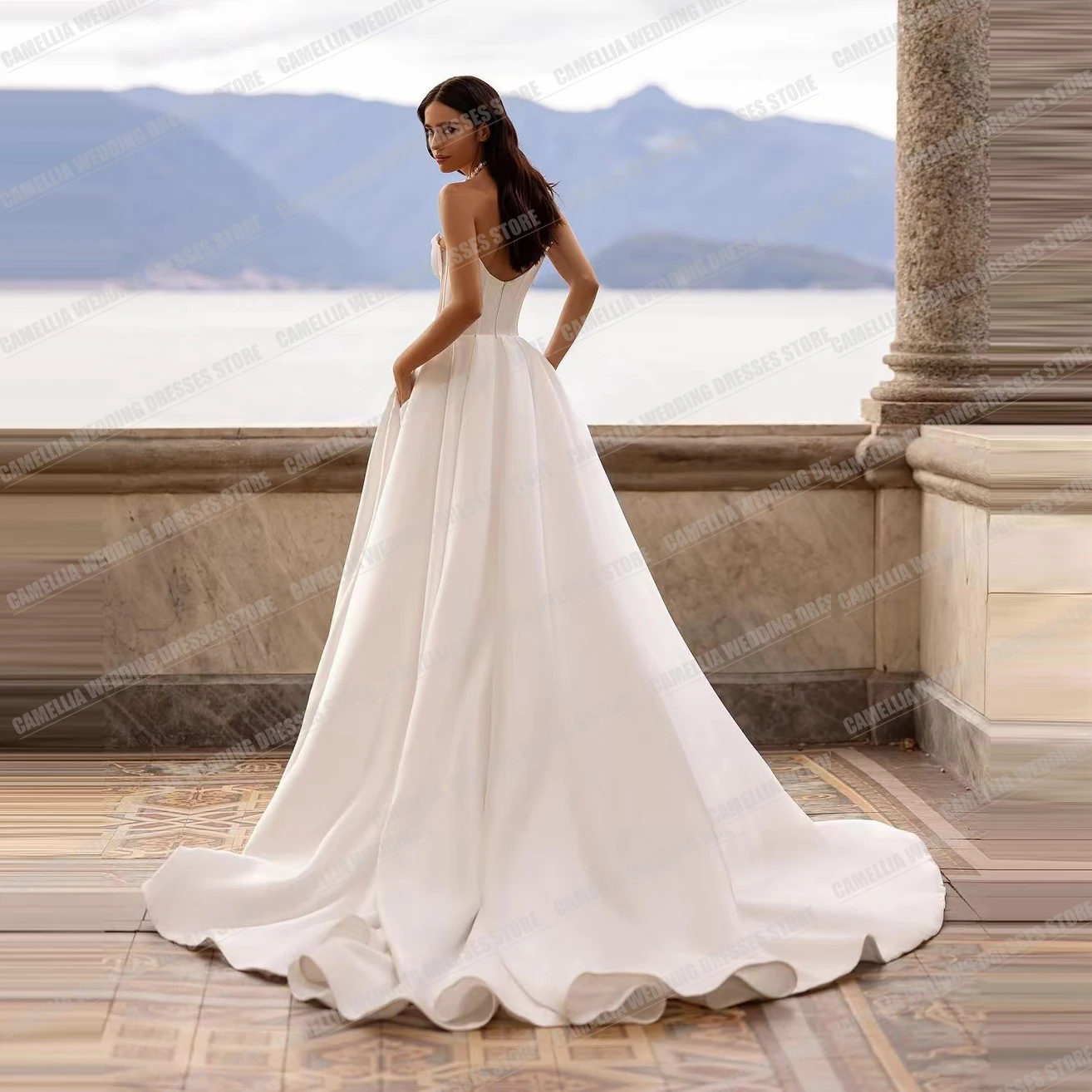 Semplici bellissimi abiti da sposa formale da donna una linea Sexy divisa senza maniche Backless abiti da sposa delicati Vestido De Novia 2024