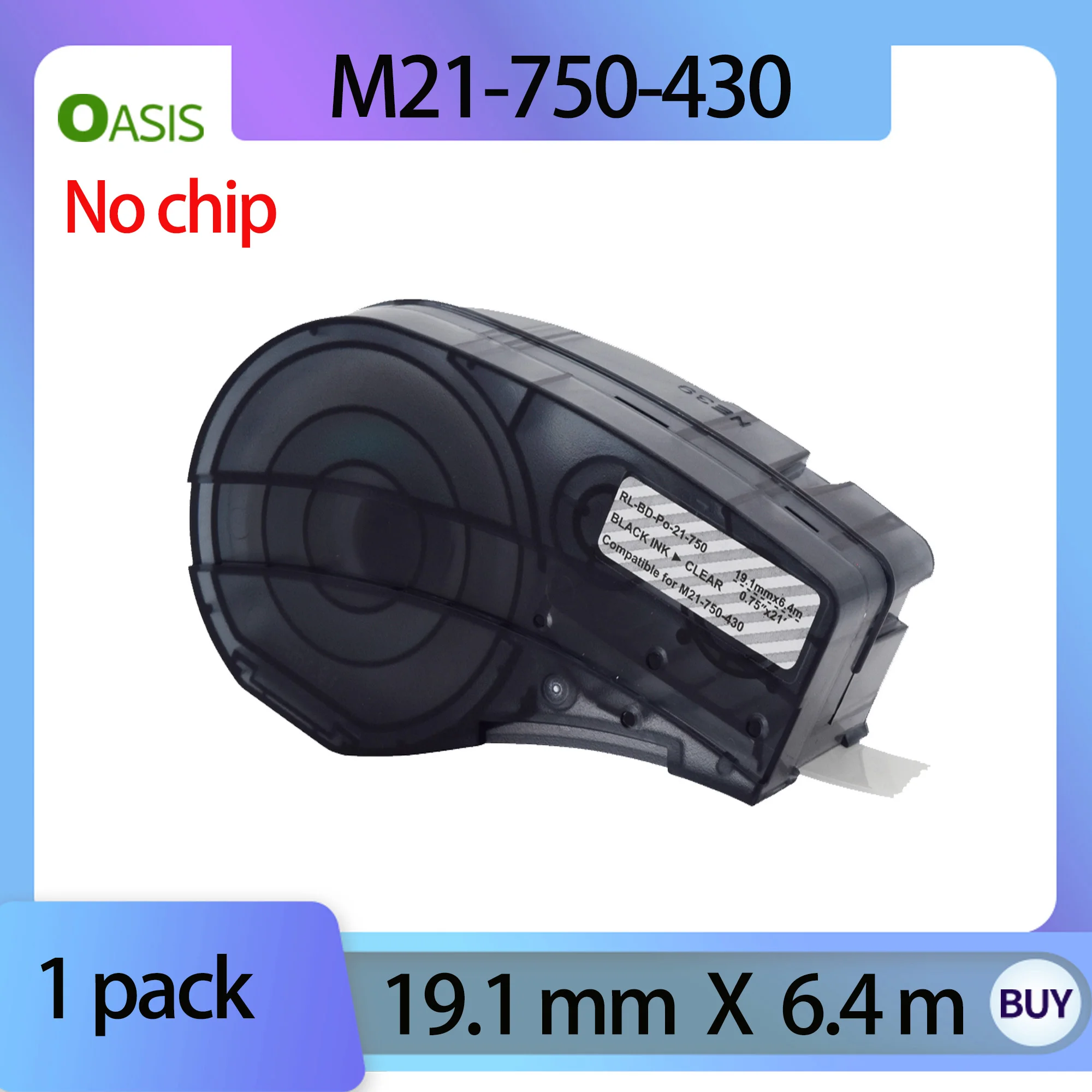 1-10 pcs Compatible M21-750-430 Clear Polyester Label Tape - Black Text for Brady BMP21 Plus, Printers - Durable Cable  Labeling