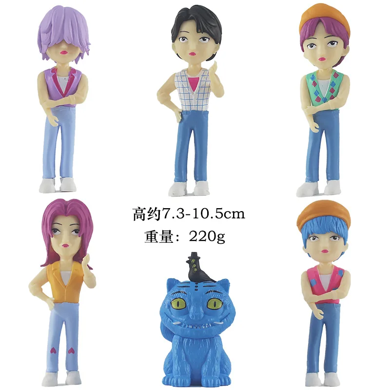 6in1 4 بوصة ألعاب الدمى الساخنة Kpop الشيطان الصيادين عمل الشكل لعبة جميلة الإناث الذكور مجموعة الدمى الفتيات الكرتون جمع هدية