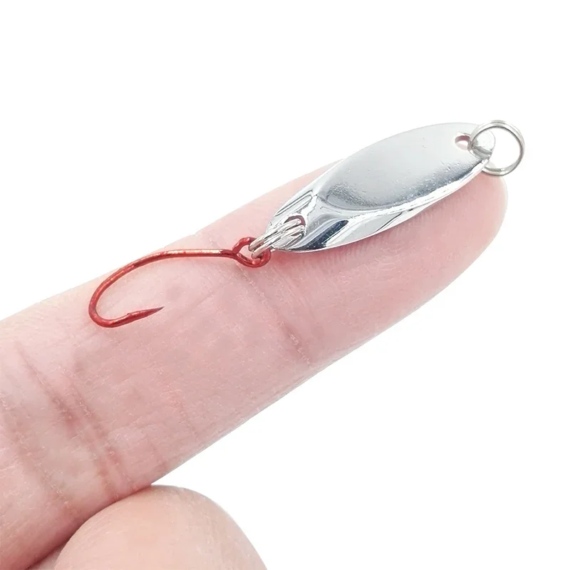 OUTKIT 1Pcs Fishing Copper Spoon 2/3/5g Metal Wtih Red Single Hook Lure Pesca Peche Tackle Carp Isca Artificial Fish