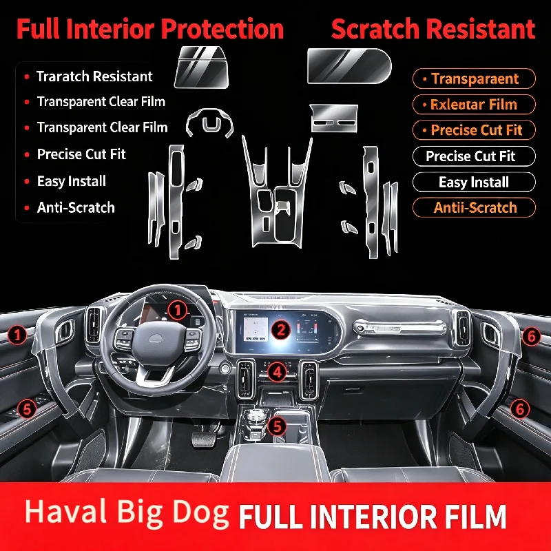 For Haval Big Dog center console film interior protection film decorative modification parts complete collection car supplies