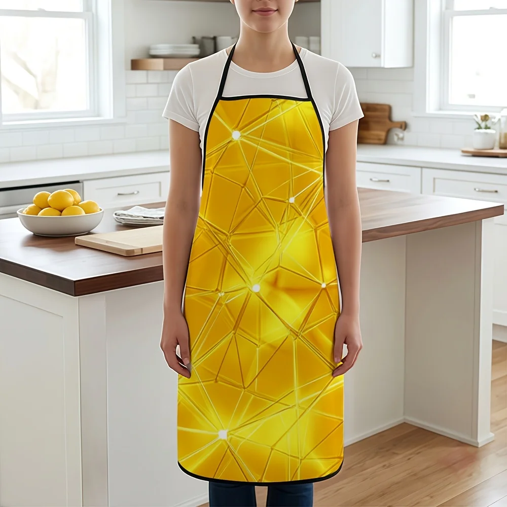 Yellow Geometric Pattern Apron for Kitchen Cooking Baking Apron Apron Smock for Women and Girls