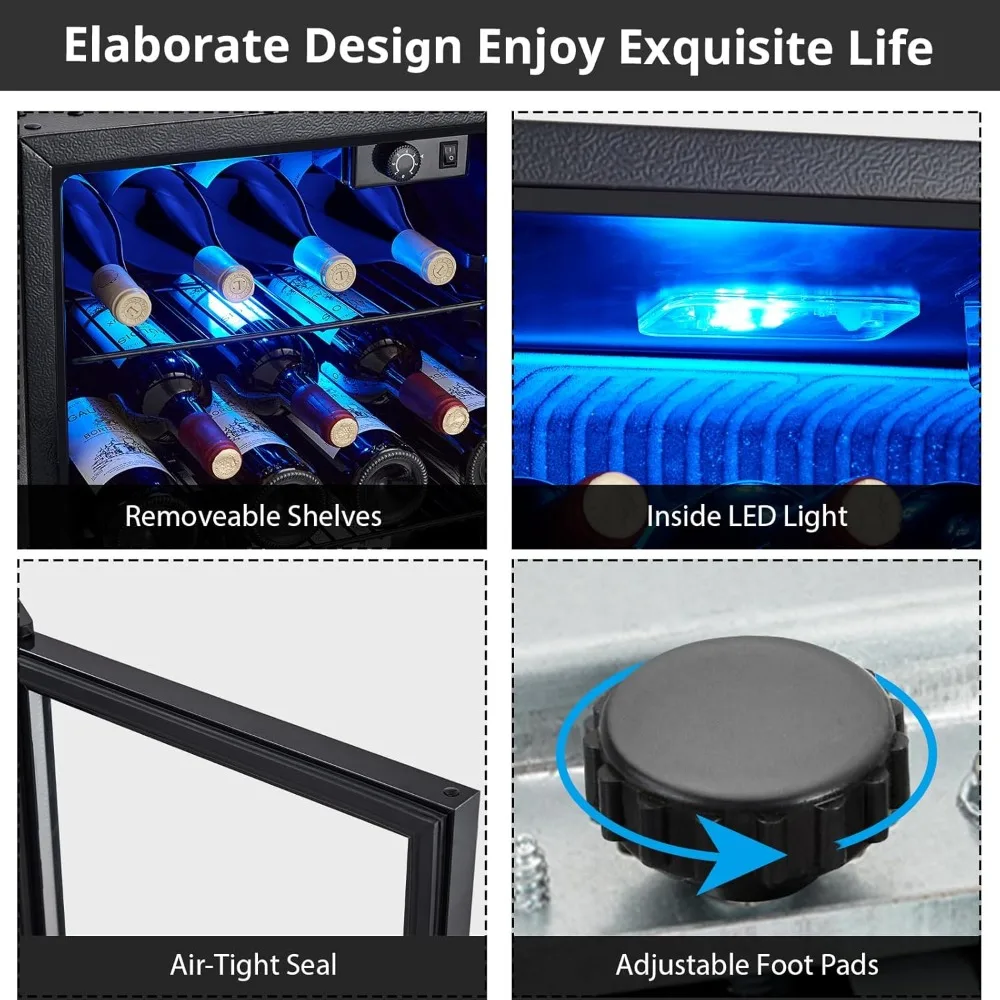 مبرد نبيذ 16 زجاجة، ثلاجة نبيذ مع باب زجاجي، ثلاجة نبيذ بضاغط قائم بذاته، 40 ~ 61 ° F التحكم في درجة الحرارة الرقمية #5