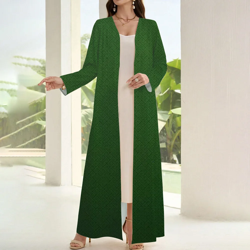 Demure Green Muslim Abaya 2024 Femme Turkey Kaftan Islamic Clothing Muslim Abaya One Piece Type Ramadan Printing Abaya Dresses