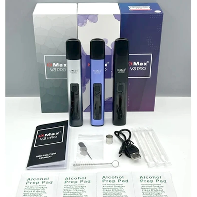 Oryginalny zestaw XMax V3 Pro do parowania suchych ziół, vaporizer z baterią 2600mAh 18650, 2w1, podgrzewany e-papieros w kształcie długopisu z wyświetlaczem kontroli temperatury.