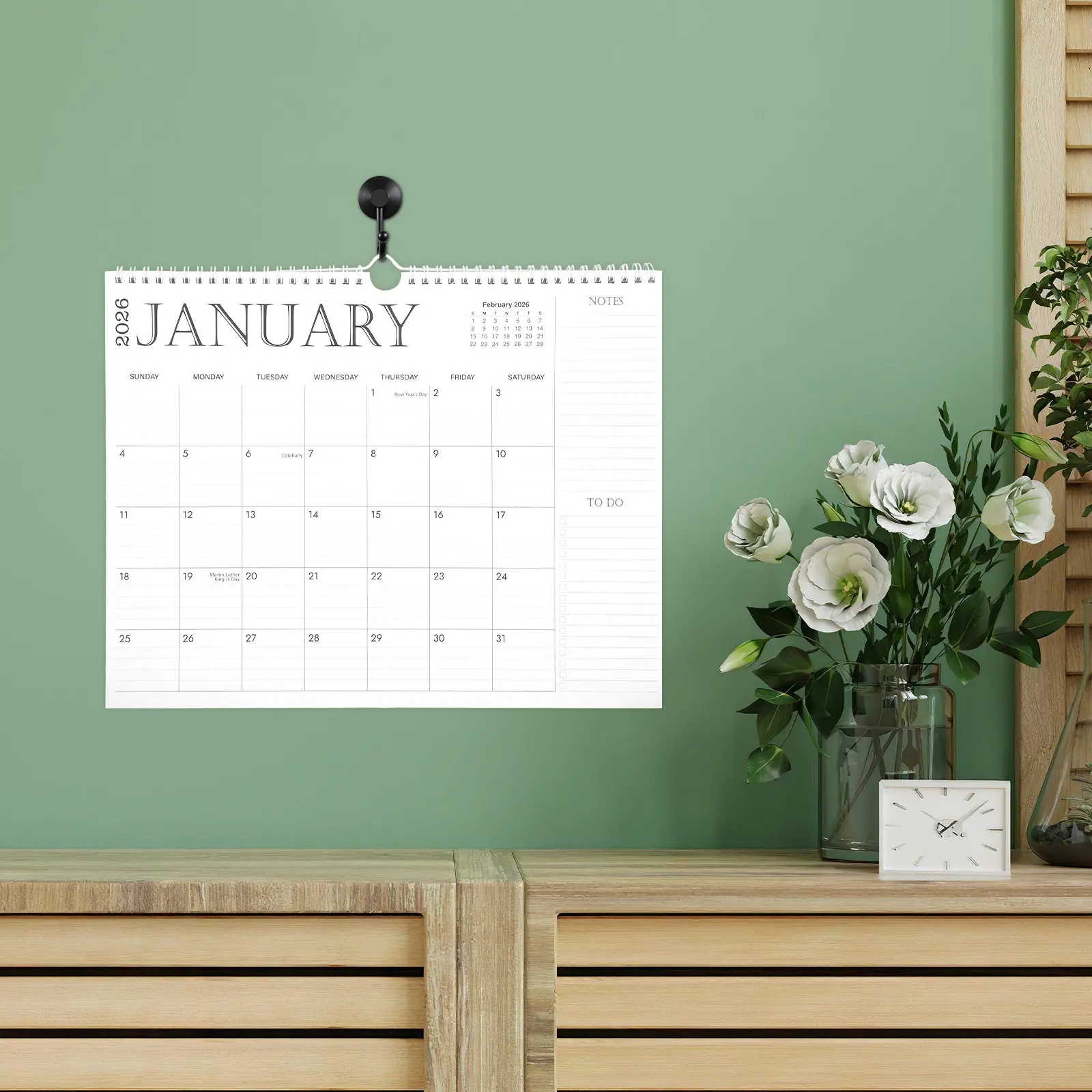 

Настенный календарь 2026-2027, 18 месяцев, большой ежемесячный планировщик, на спирали, для семьи, дома, офиса, школы, учебы