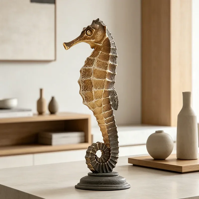 Creative Simulated Seahorse Figurine Resin Handicrafts Marine Animal Table Decoration Decorative Figurines Room Decoration Acces
