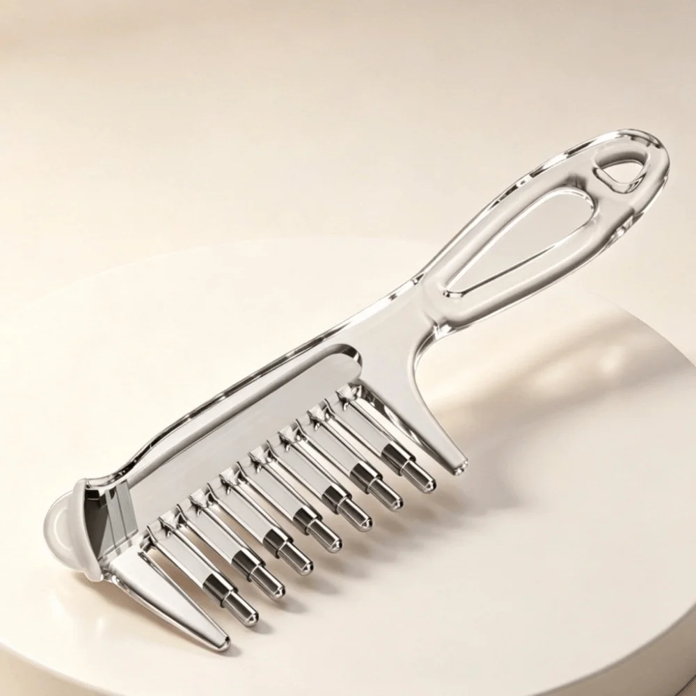 Metal Rolling Teeth Hair Oil Applicator Comb Anti-Static Anti-Frizz Liquid Dispenser Comb Reusable Built-In Liquid Reservoir