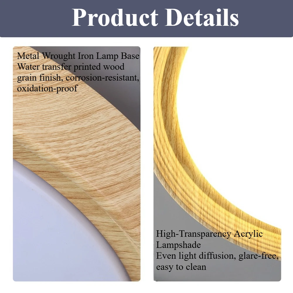 3 ألوان قابلة للتعتيم مع ضوء سقف عاكس الضوء من الأكريليك، مصباح سقف LED حديث مستدير Φ 30 سم لغرفة الأطفال في مدخل الشرفة #6