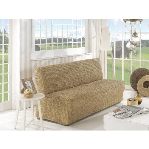 Karna Home Strech 2 Seater Sofa Sofa Cover Sleeveless Beige