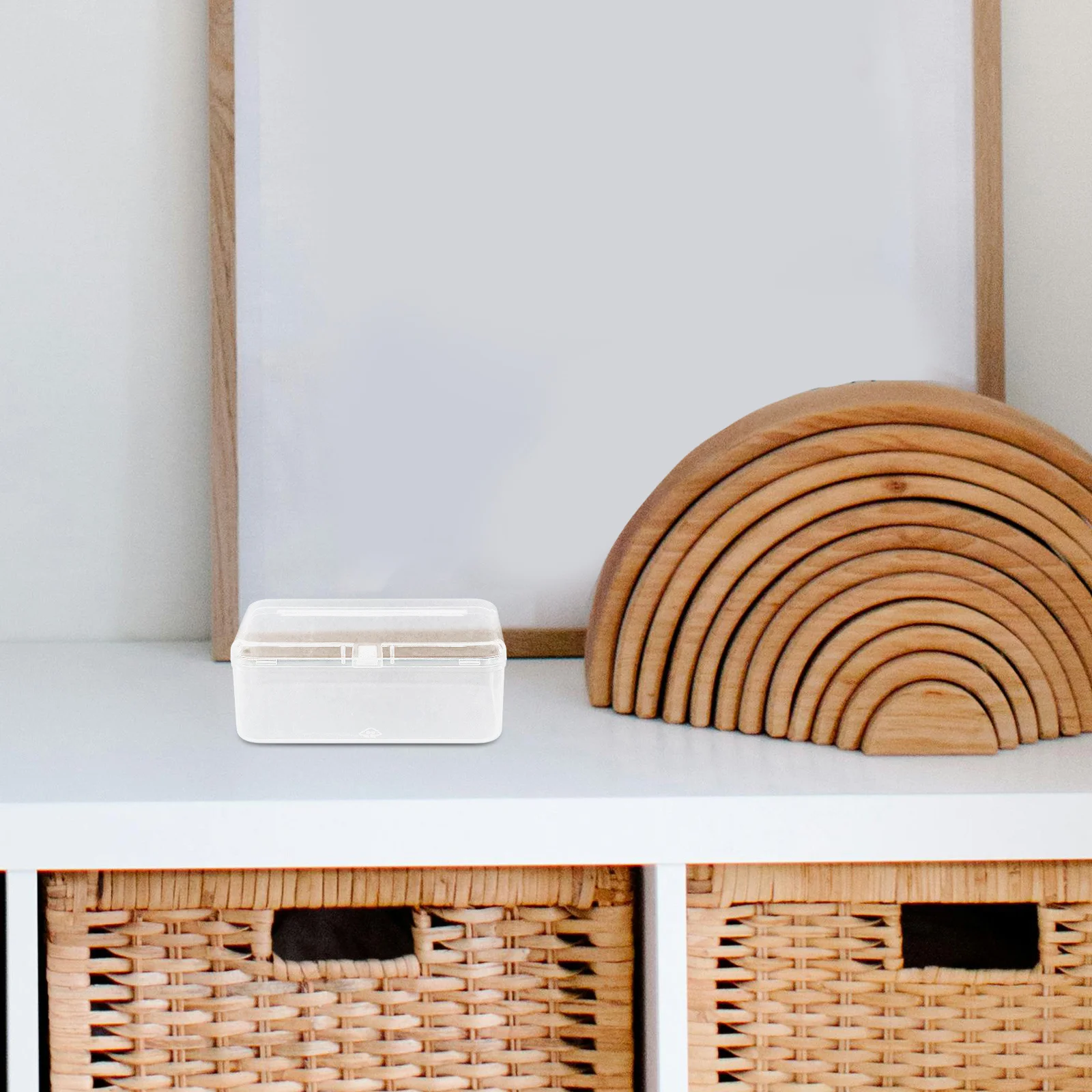 

Clear Plastic Storage Box Hinged Lid Small Items Organizer Rectangular Bead Container Travel Home Office Use Plastic Bin Small