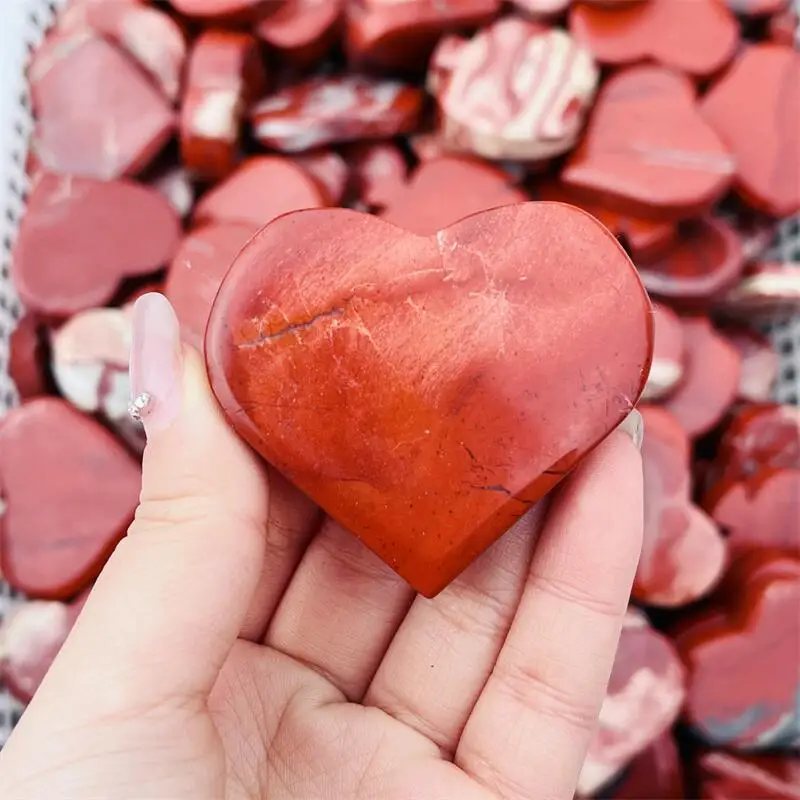 

1kg Natural Red Jasper Heart Carving Supplies Crystal Heart Beads DIY Charms For Women Jewelry Gift 1PCS