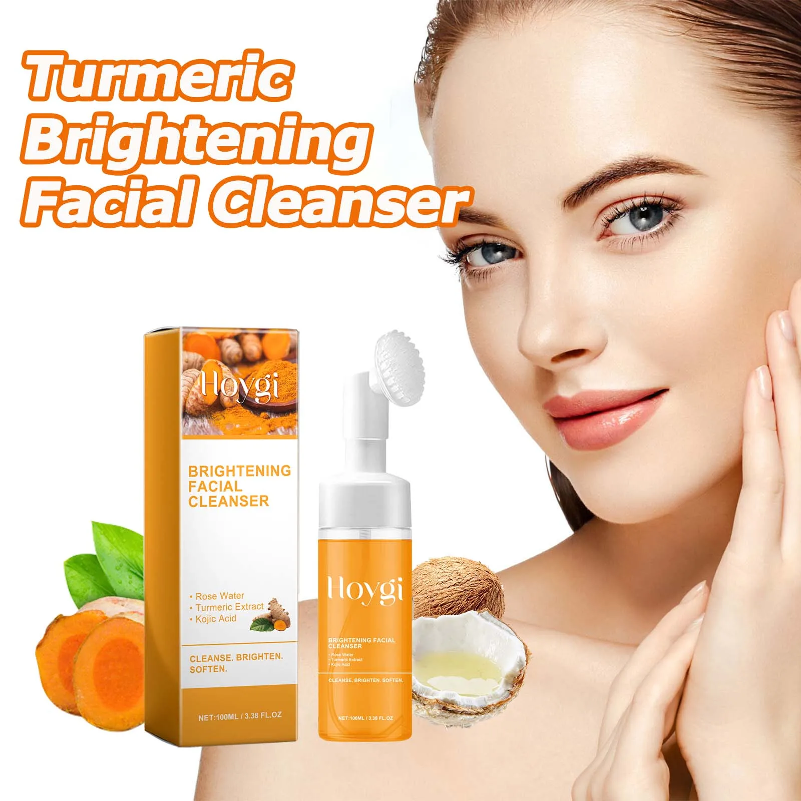 Turmeric Cleanser Deeply Cleansing Kojic Acid Blackhead Remover Skin Cleansing Oil Control Fade Acne Marks Brighten Foam Cleanse