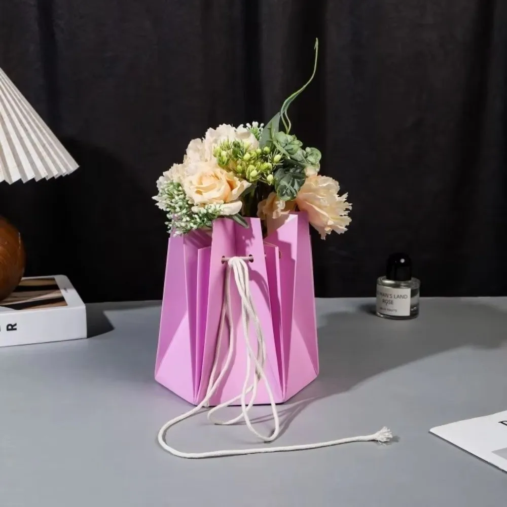 Handmade Flower Bag Waterproof Home Decor Rose Bouquet Bag Hexagonal Flower Packaging Bags