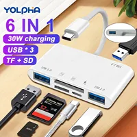 Type C Adapter TF SD Memory Card Reader 6 in 1 USB C Card Adapter For Macbook Huawei Samsung Xiaomi OTG Writer Compact Flash