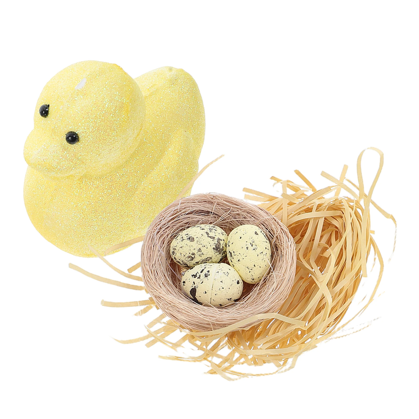 

Easter Duck Decor Natural Rattan Bird Nest Ornament Plastic Eggs Dead Branches Reusable Design Easter Tree Decorations Garden