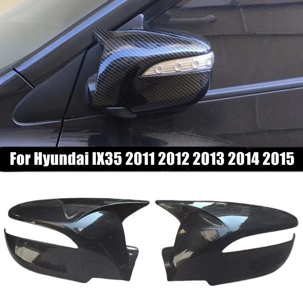 Glossy Black/Carbon Look Car Rearview Side Mirror Cover For Hyundai IX35 2011 2012 2013 2014 2015 Wing Mirror Caps Trims