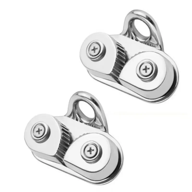 Boat Cam Cleat, 2 Pcs Quick Rope Clamp with Leading Ring, 316 Stainless Steel Marine Hardware, for Sailboat Kayak Deck Rigging