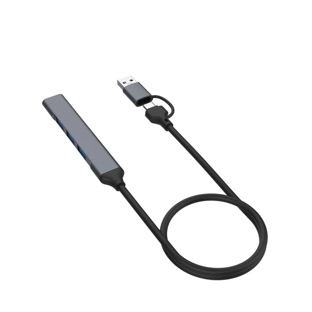 Easy To Use USB 3.0 Type-c Docking Station 4 Ports PVC USB Type C HUB Aluminum Alloy Grey Multi Splitter Adapter Computer Hub