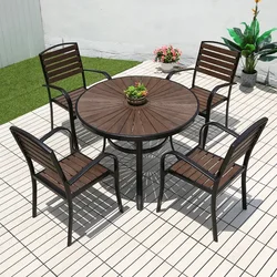 Juego de mesa moderna para jardín y balcón, juego de mesa de comedor para patio trasero, 4-6 sillas, muebles de exterior, mesa de patio