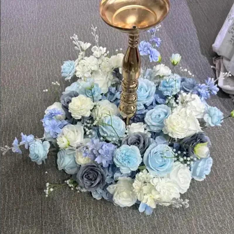 Burgunderrote Rose Künstliches Blumenarrangement Tischdekoration Kerzenhalter Kranz Rosa Rose Hortensie Party Hochzeit Dekorationszubehör – Detail 4