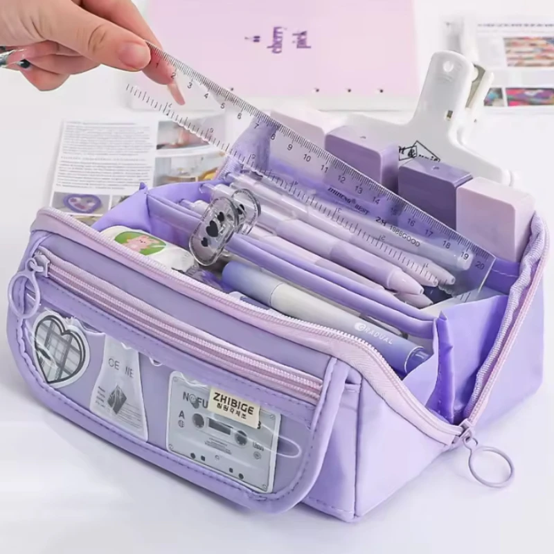 1PC Large Capacity Multifunctional Pencil Case for Boys Girls, Desktop Stationery Storage Organizer Box School Learning Supplies