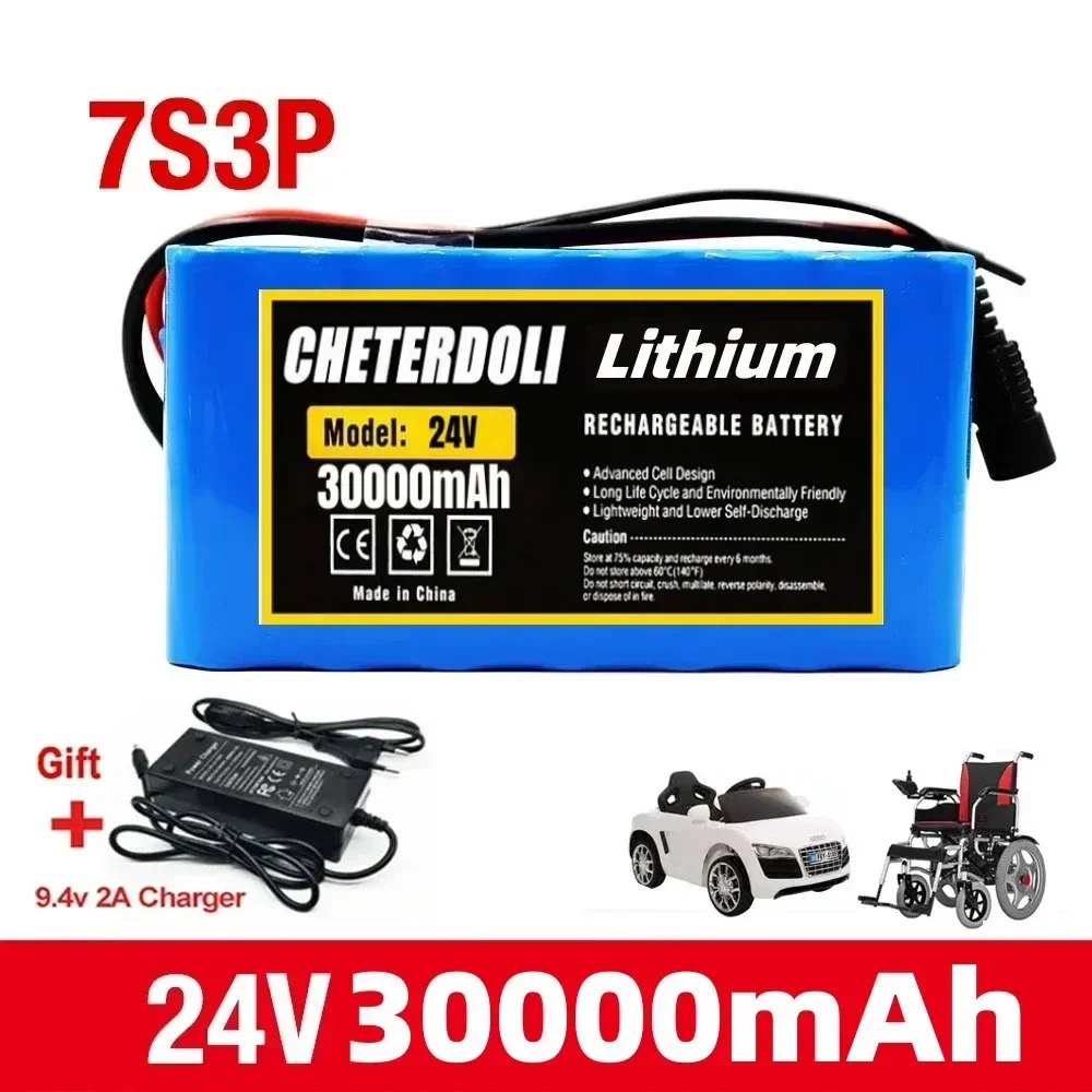 

NEW 7s3p 24V 30Ah 18650 Lithium Battery Pack with US/EU 2A Charger for 24V Electric Bicycles and Mopeds Customizable Plug