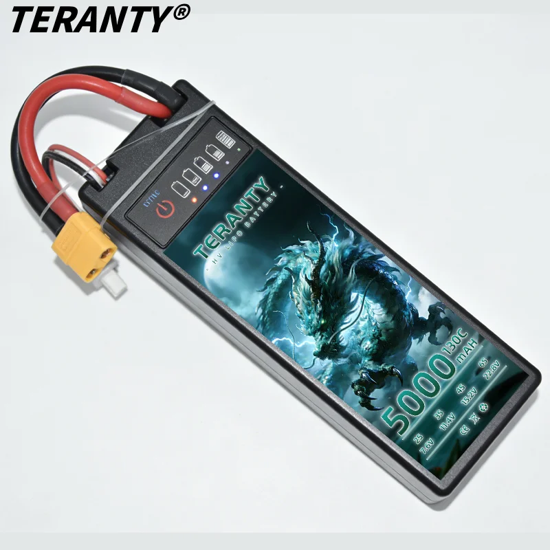 Mit Leistungsanzeige TERANTY 3S LiPo 11,1V/11,4V 4600/5000mAh 100/130C Hartschalen-Rennbatterien T-X60-Stecker für RC-Auto-Rallye