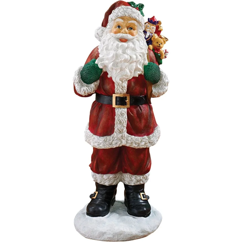 

Visit from Santa Claus and his Bag of Christmas Toys Holiday Decor Statue, 32 inch, full color