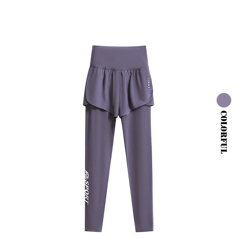 DRUR S-4XL Yoga Pants Women High Waist Sports Tights ​With Pocket Fake Two-Piece Yoga Leggings Woman Fitness Trousers Yogawear