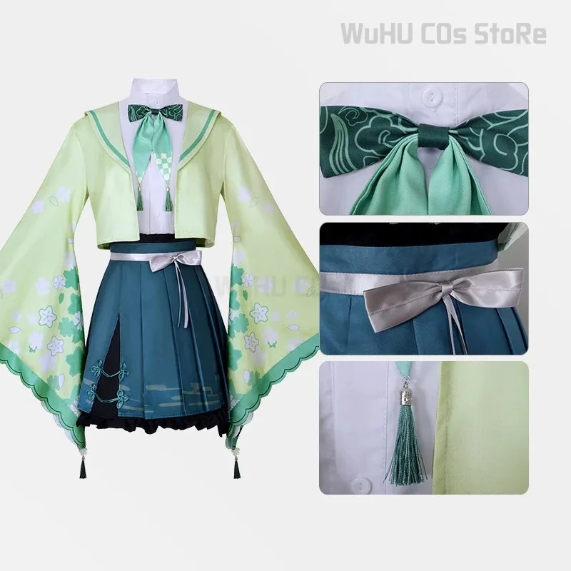 쿠사나기 네네 코스프레 의상 애니메이션 프로젝트 세카이 컬러풀 스테이지 코스 Pjsk 그린 탑 스커트 가발 할로윈 Gilrs 게임 의류c;6,r