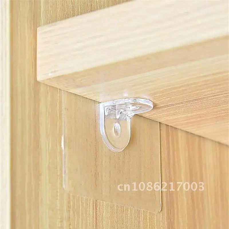 

10Pcs Shelf Support Right Angle Transparent Layered Partition Bracket Triangle Bracket Paste Screw Hook Punch-free