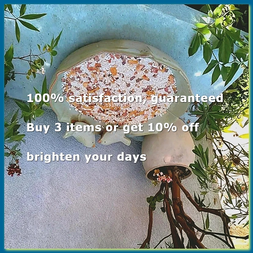 Ceramic Bird Bath Bowl Multifunctional Parrot Feeder 10 Inch Hummingbird Watering Container for Garden Deck Decorative