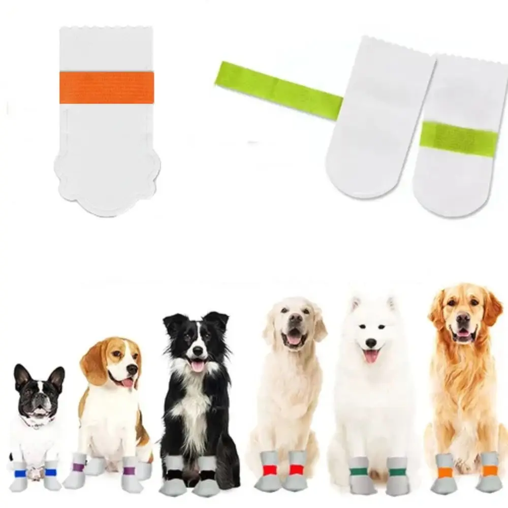 8pcs Non-woven Fabric Pet Shoes White Protective Pet Disposable Shoe Covers Dog Foot Cover For Outdoor Activities of Pets