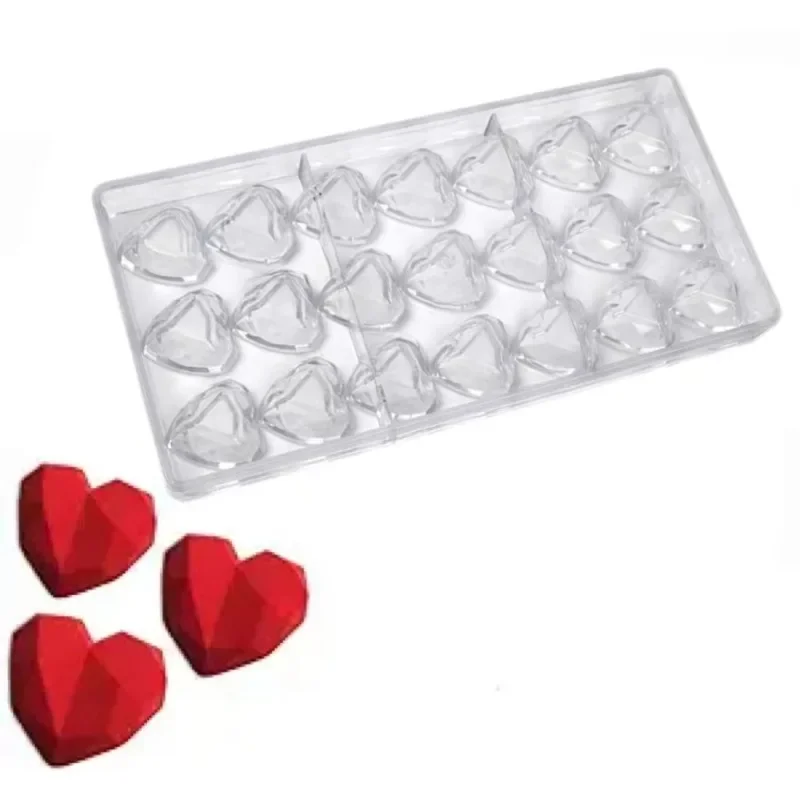 

1pc Acrylic Chocolate molds Crystal Heart Shape Diamond Valentine's Day Chocolate Candy Baking Pastry Pudding Mousse Utensils