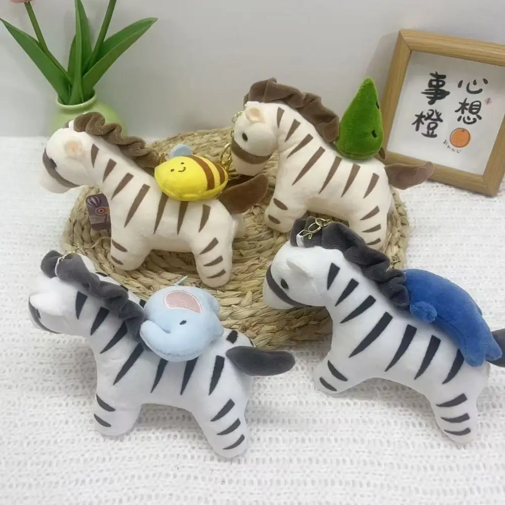 PP Bawełniana Pluszowa Zawieszka Koń do Wyciągania Puszysty Wygodny Kreskówkowy Zwierzęcy Koń Brelok Kolekcja Wisząca Lalka Koń Pierścień na Klucze