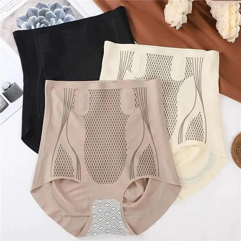 Ice Silk Ion Fiber Repair Shaping Shorts Body Shaping Briefs Seamless Slimming Briefs Breathable High Waist Tummy Control Shorts