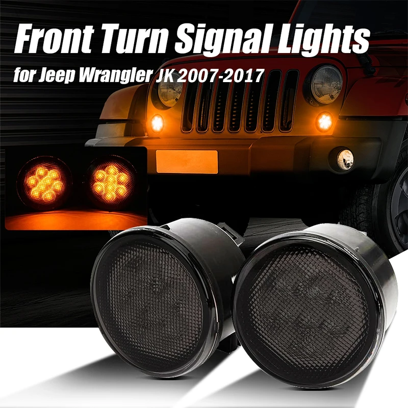 Clignotants avant à lentille fumée pour Jeep Wrangler JK, feu de calandre, ambre, LED, 2007-2017, 2 pièces