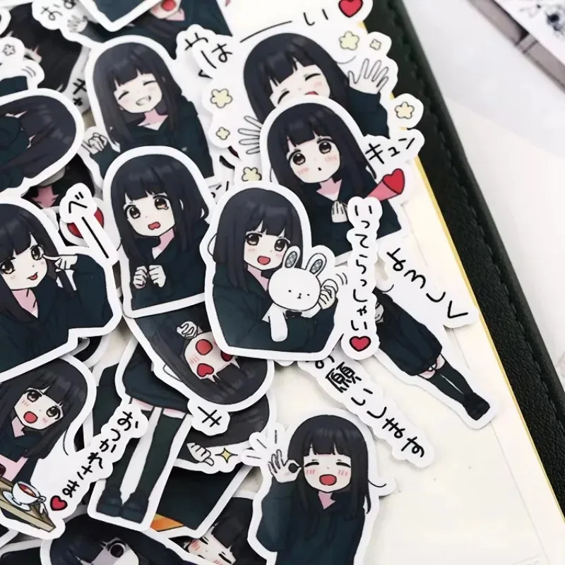 Stickers 40pcs Japanese Cute Girl 3 Hand Account Decoration Pattern Waterproof Material Mobile Phone Bill Sticker Stationary