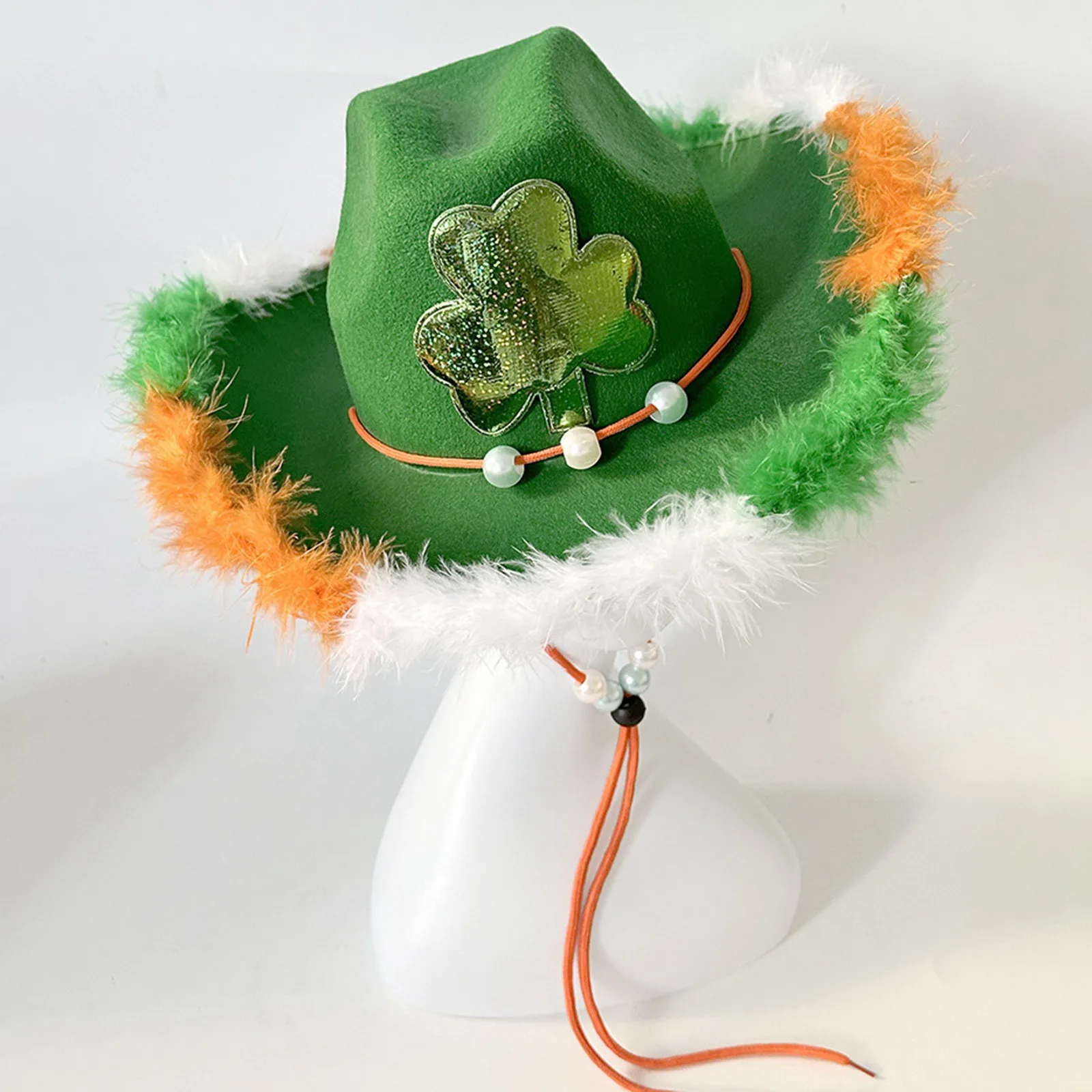 Irish St Patrick's Day Hat Feather Fashion Personality Western Style Cowboy Hat For Saint Patrick's Day Carnival Party Hat