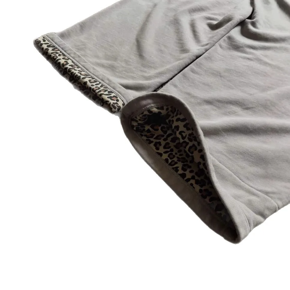 الرجعية الهيب هوب الشارع الاتجاه فضفاضة عارضة المرقعة ليوبارد طباعة مزدوجة الخصر وهمية قطعتين Sweatpants