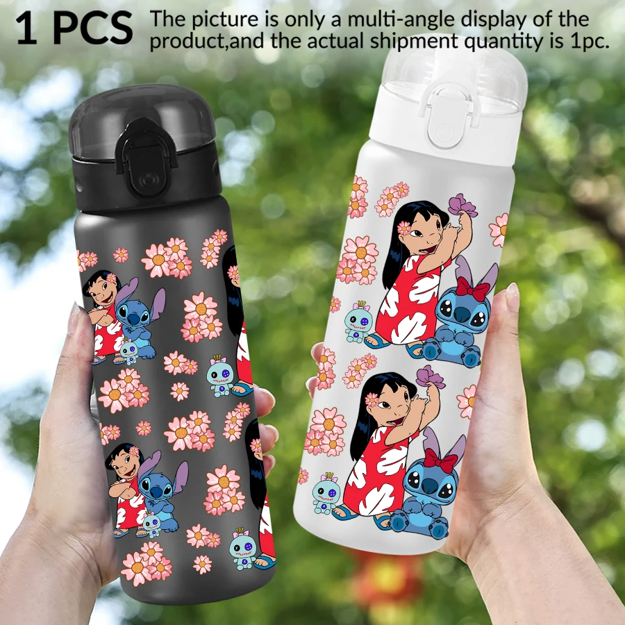 1 Stück Disney Lilo & Stitch Blumenmuster 26 Unzen Kunststoff-Wasserflasche Outdoor-Sport Wasserbecher Geburtstags-/Heimkehrgeschenk