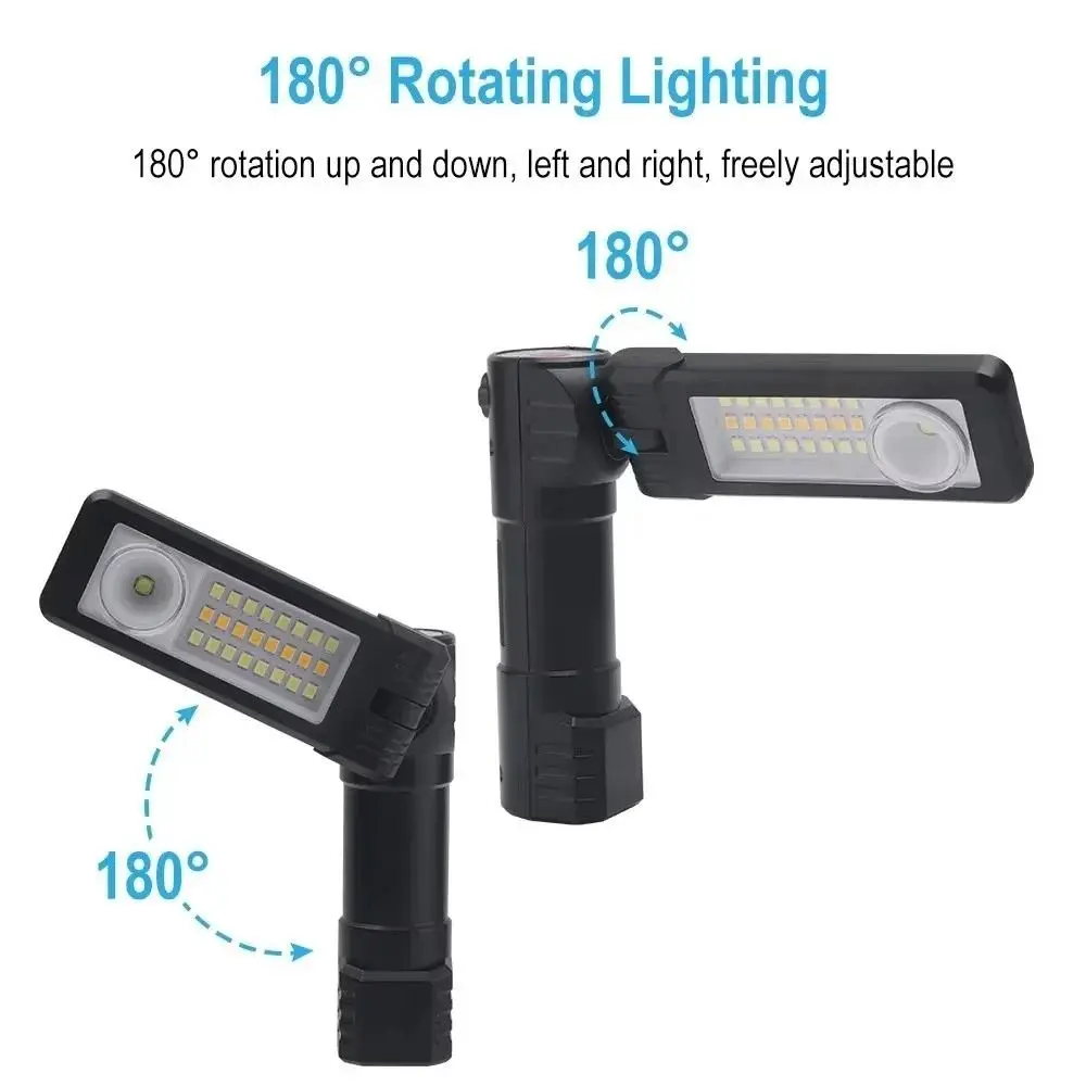600 LM Brightness COB LED Work Light Type C Charging 1200 mAh Battery Rechargeable Flashlight Waterproof Design Magnetic Base