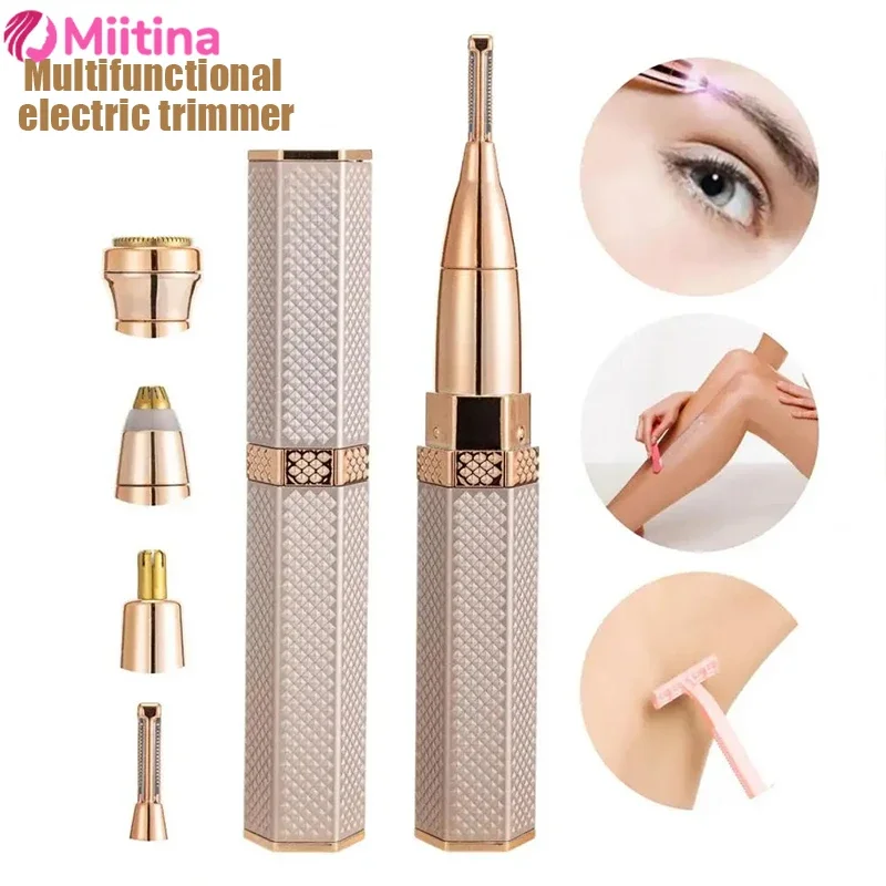 4 In 1 Electric Eyebrow Trimmer USB Mini Body Eye Facial Hair Removal Portable Women Painless Razor Body Hair Removal Epilator