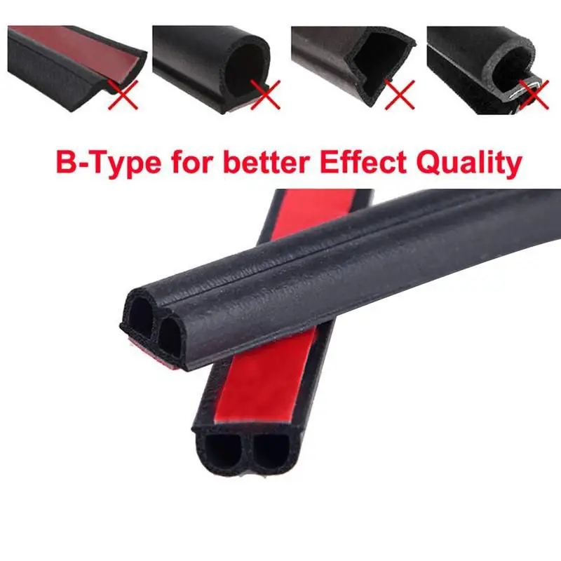 5m Automotive Sound Insulation Self-Adhesive Rubber Window Sealants Weatherstrip Anti-collision Seal Strip