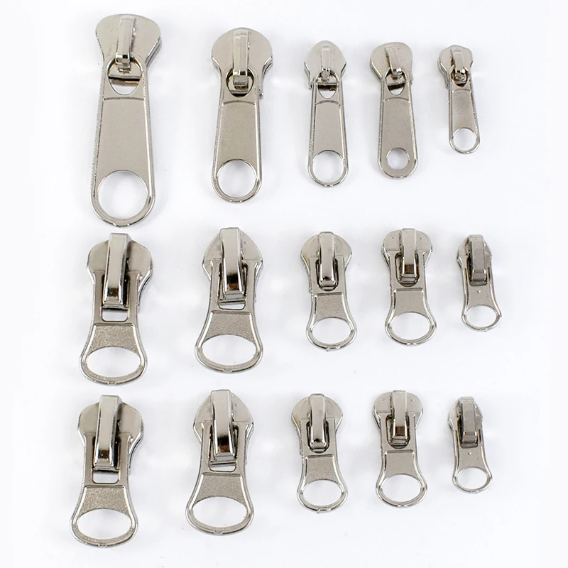 

20Pcs Zipper Sliders 3# 5# 8# Silver Zippers Puller for Metal Nylon Resin Zip Tape Sewing Bags Decoration Zips Head Repair Kit