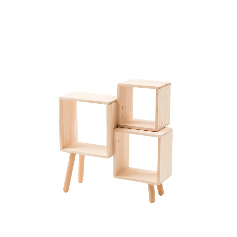 

Nordic wind wood children's room square grid, bedside table, corner storage corner cabinet