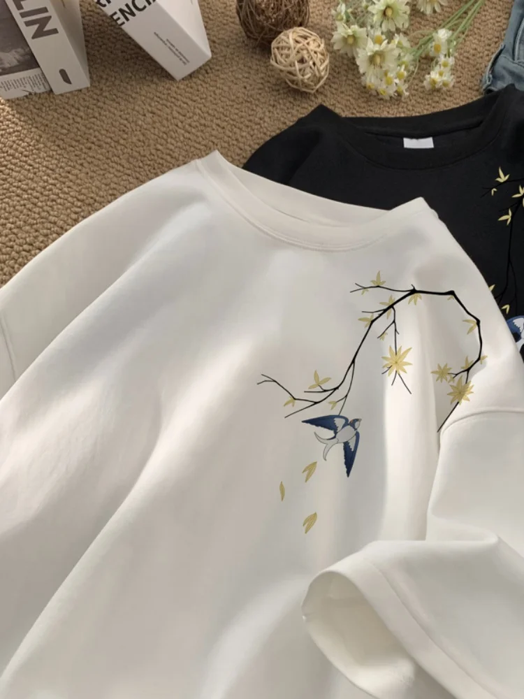 

New Chinese Sle Loose Fit Cotton ort Sve T-irt Men's Summer Trendy Brand Youthful round Ne f Sve T-irt