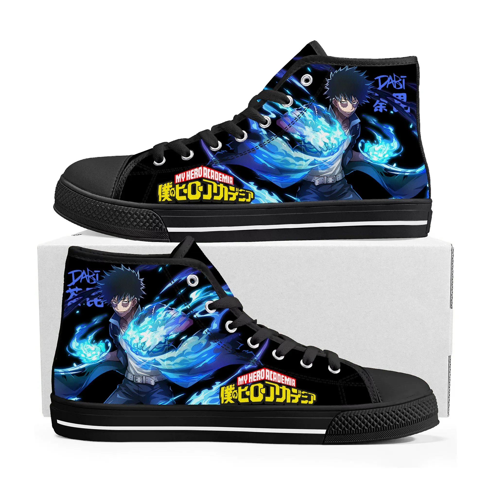 Anime My Hero Academia Dabi High Top Sneakers, sapatilha de lona, sapatos personalizados para casais, homens e mulheres, adolescente, alta qualidade